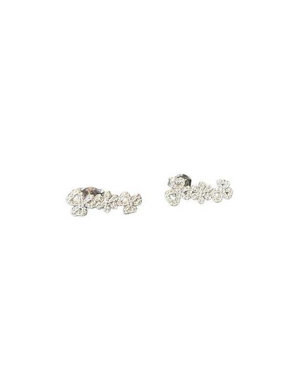Brinco Ear cuff Flor Zircônia Prata 925