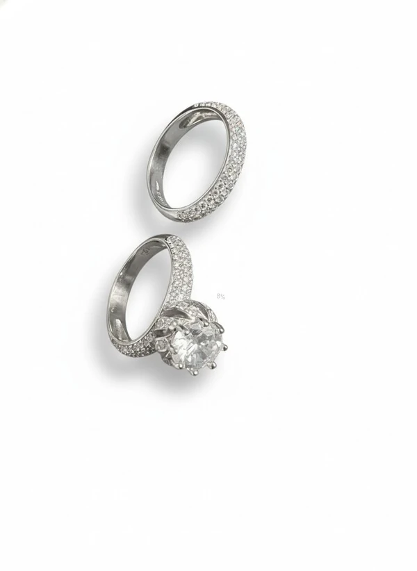 Anel Solitário 2 em 1 zircônia twist Prata 925 Ródio