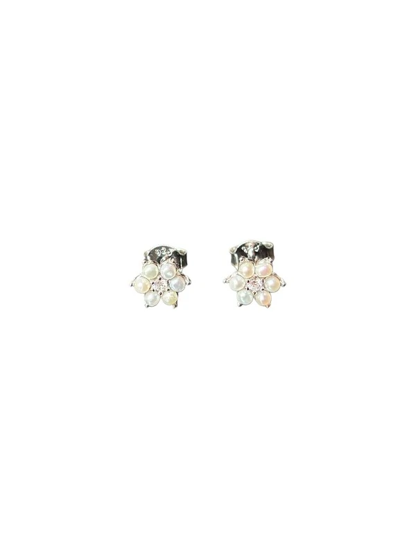 Brinco Flor pérola Prata 925 Ródio