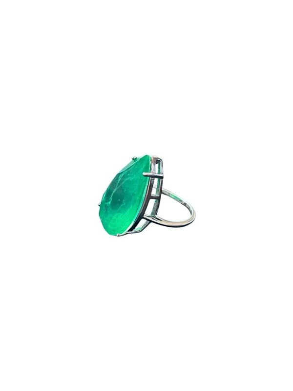 Anel Fusion esmeralda gota Prata 925 Ródio