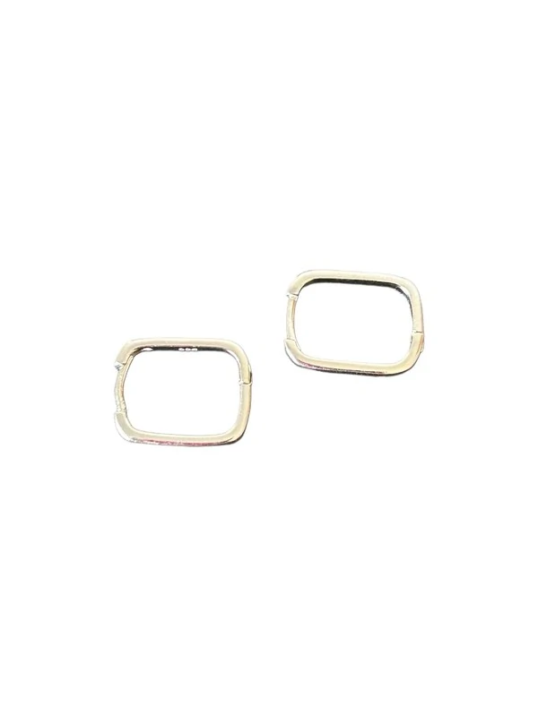 Brinco Argola Quadrado Liso M Prata 925 Ródio