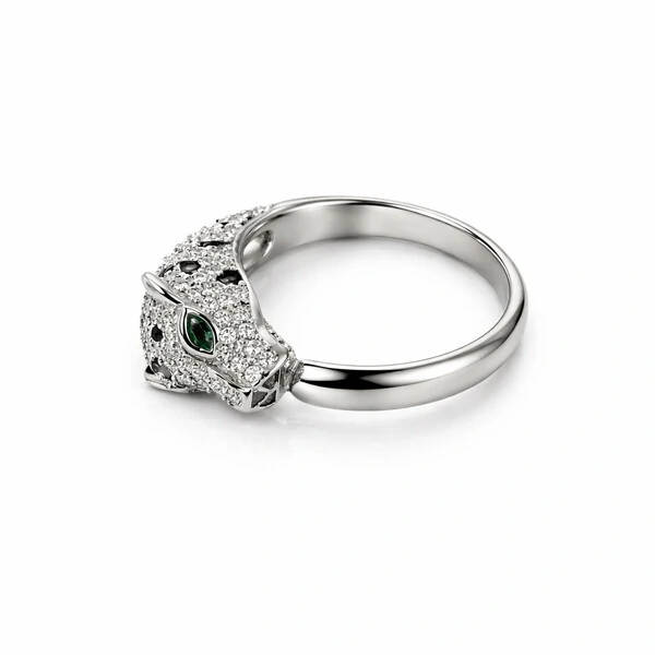 Anel Pantera Zircônia Prata 925 Ródio