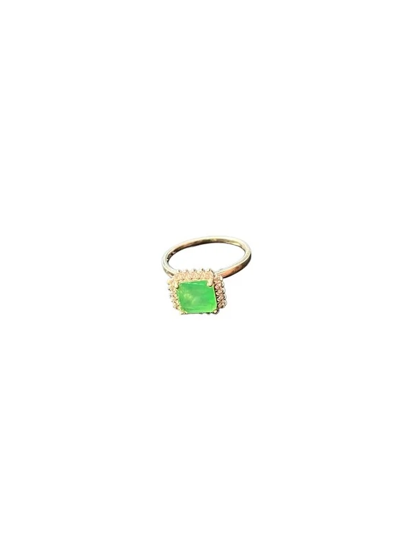 Anel Quadrado Esmeralda Fusion Zircônia Prata 925 Ródio