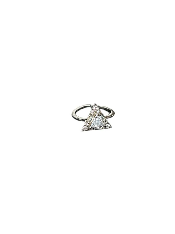 Anel Triangular Zircônia Prata 925 Ródio