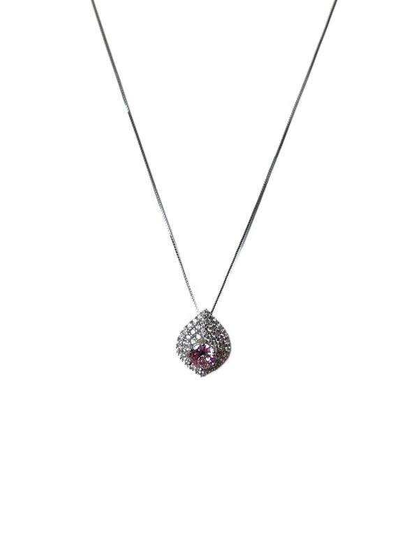 Colar Oval Topázio Rosa Zircônia Prata 925 Ródio