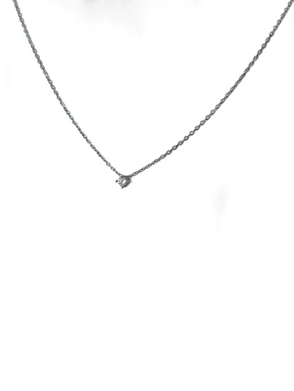 Colar ponto 3 mm zircônia Prata 925 Ródio