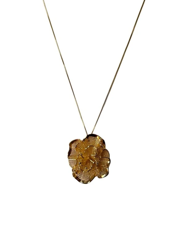Colar Flor Renda Prata 925 Ouro 18 K