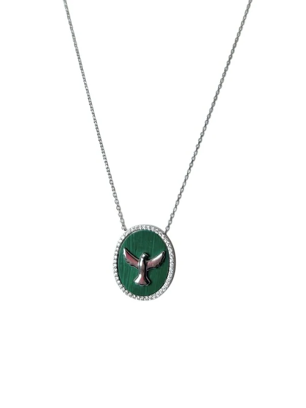 Colar Oval Espírito Santo esmeralda e zircônia Prata 925 Ródio