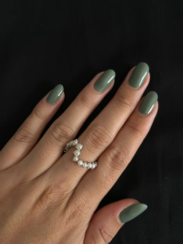 Anel Pérola Vazado Onda Prata 925 Ródio