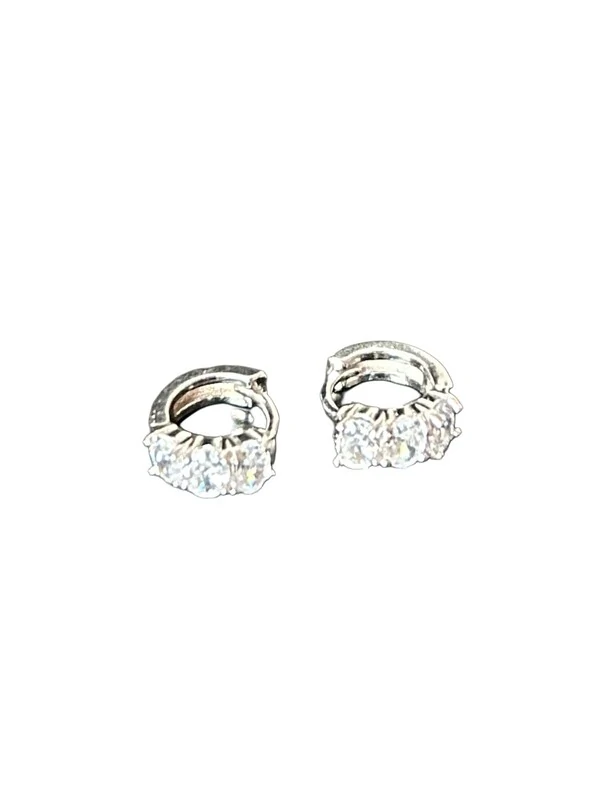 Brinco Argola Zircônia Prata 925 Ródio