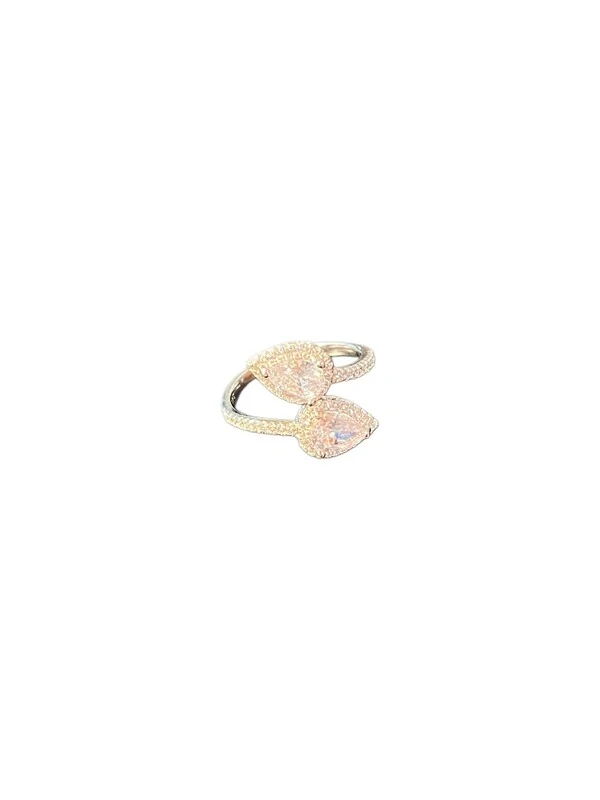 Anel 2 gotas zircônia Prata 925 Ródio