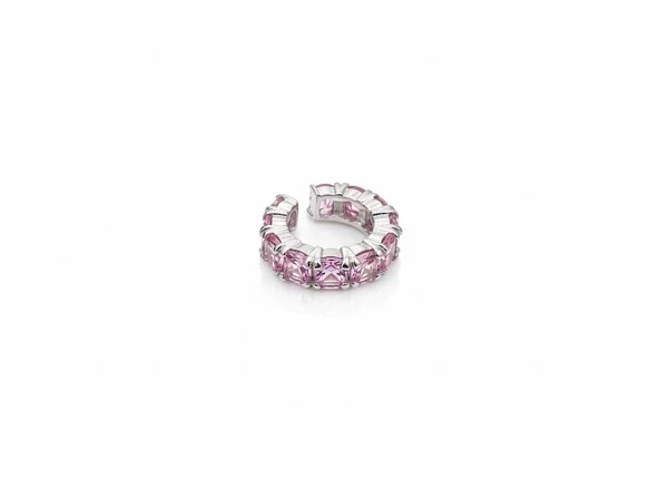 Piercing Oval Topázio Rosa Prata 925 Ródio