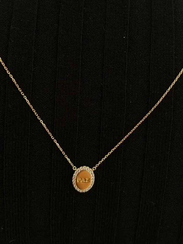Colar escapulário Paz Prata 925 Ouro 18K
