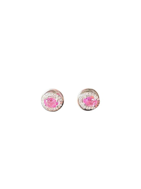Brinco Oval Topázio Rosa P Prata 925 Ródio