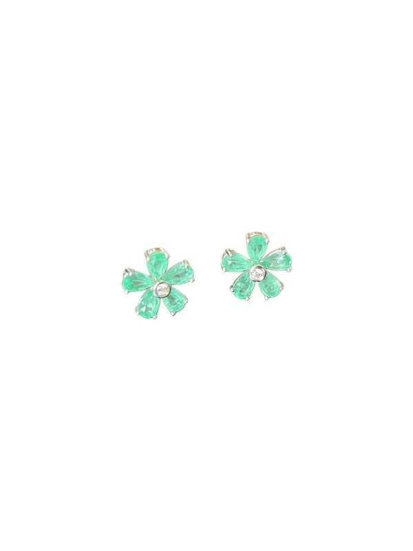 Brinco flor M zircônia turmalina Prata 925 Ródio
