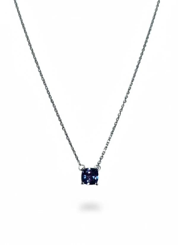Colar Ponto quadrado P Tanzanita Prata 925 Ródio