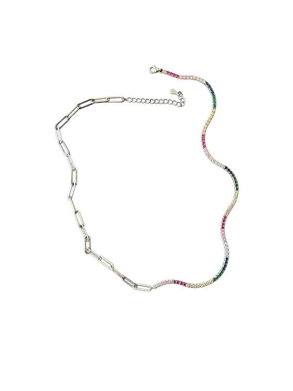 Colar Riviera Colors elos Prata 925 Lisa