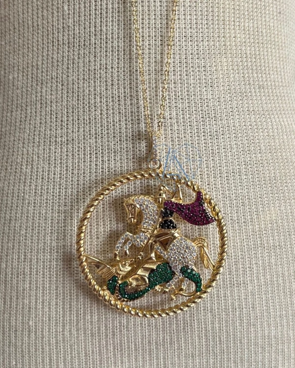 Colar São Jorge em Prata 925 com ouro 18K