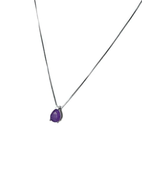 Colar Gota Ametista Fusion Prata 925 Ródio