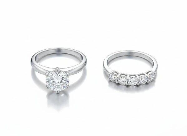 Anel Solitário 2 em 1 aro 1/2 Aliança Zircônia Prata 925 Ródio