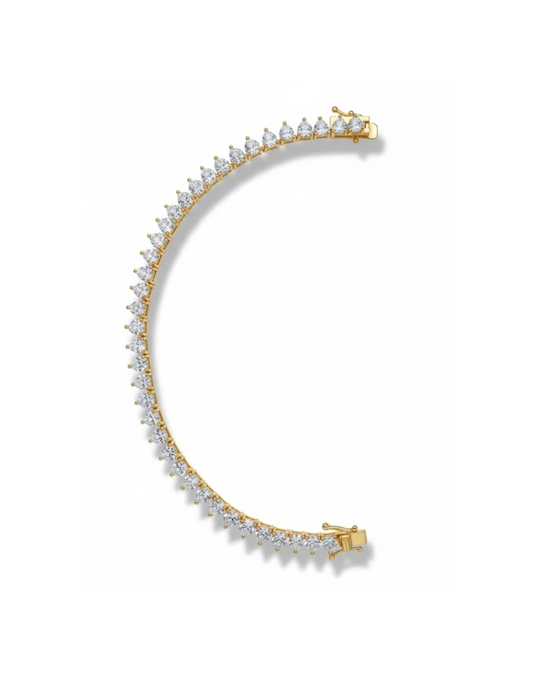 Pulseira Riviera zircônia coração 19 cm Prata 925 Ouro 18 k