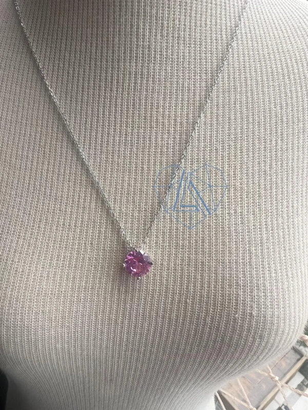 Colar Ponto Topázio Rosa P Prata 925 Ródio