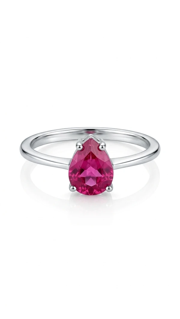 Anel Gota Turmalina Fusion Rosa Prata 925 Ródio