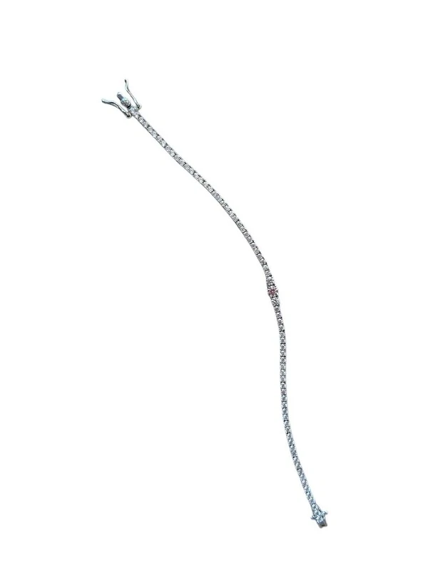 Pulseira Riviera zircônia degradê 17 cm Prata 925 Ródio