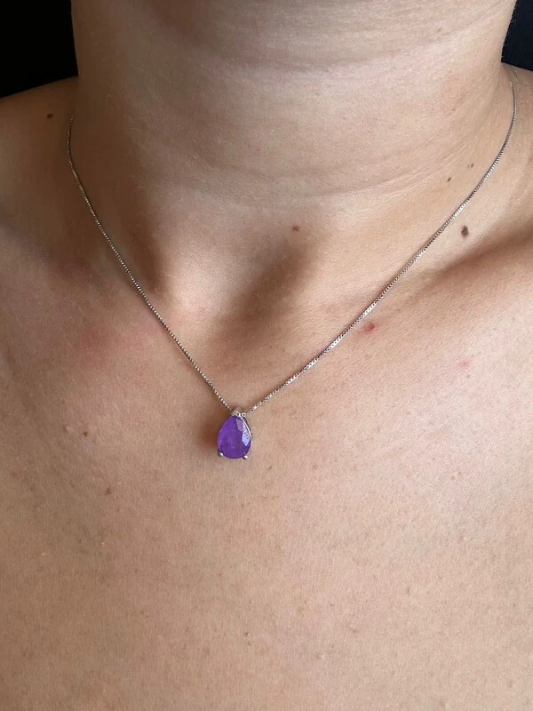 Colar Gota Ametista Fusion Prata 925 Ródio