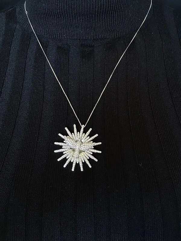 Colar Espírito Santo Mandala Zircônia Prata 925 Ródio