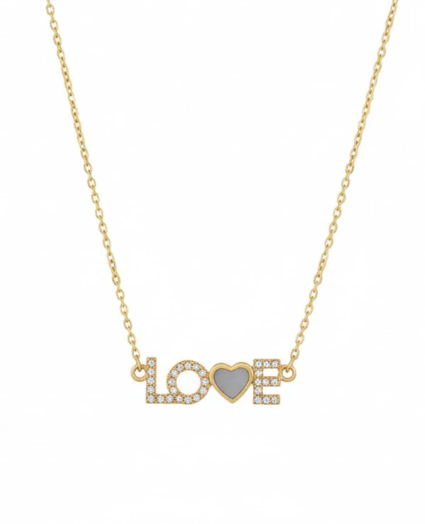 Colar Love Prata 925 Ouro 18 k
