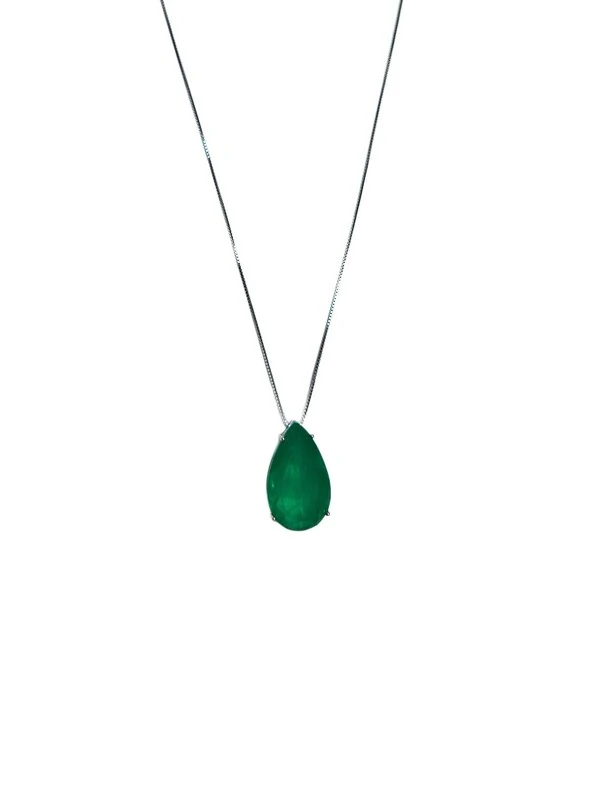 Colar Gota Fusion esmeralda Prata 925 Ródio