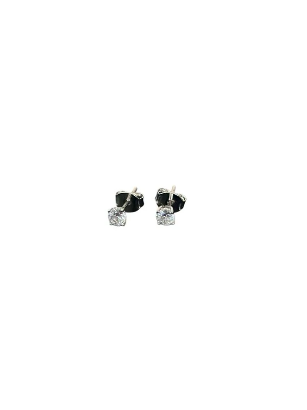 Brinco ponto PP zircônia Prata 925 Rodio