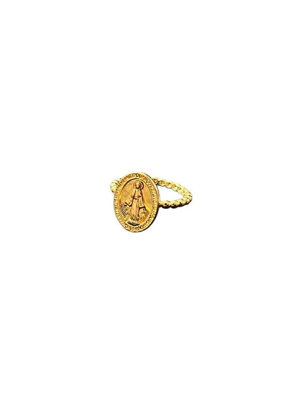 Anel Nossa Senhora das Graças Prata 925 Ouro 18k