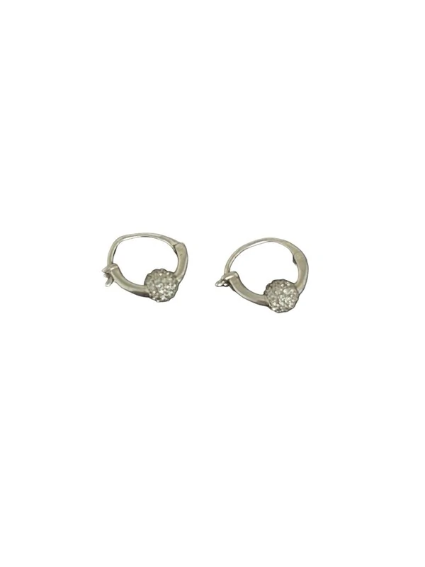 Brinco Argola Bolinha Zircônia Prata 925 Ródio