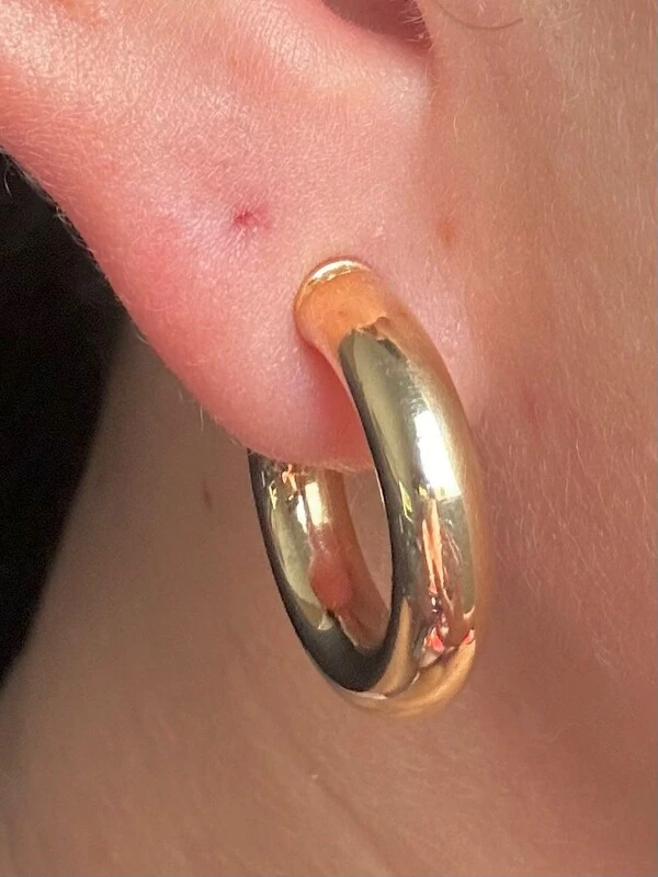 Brinco Argola Lisa 14mm Prata 925 Ouro 18k