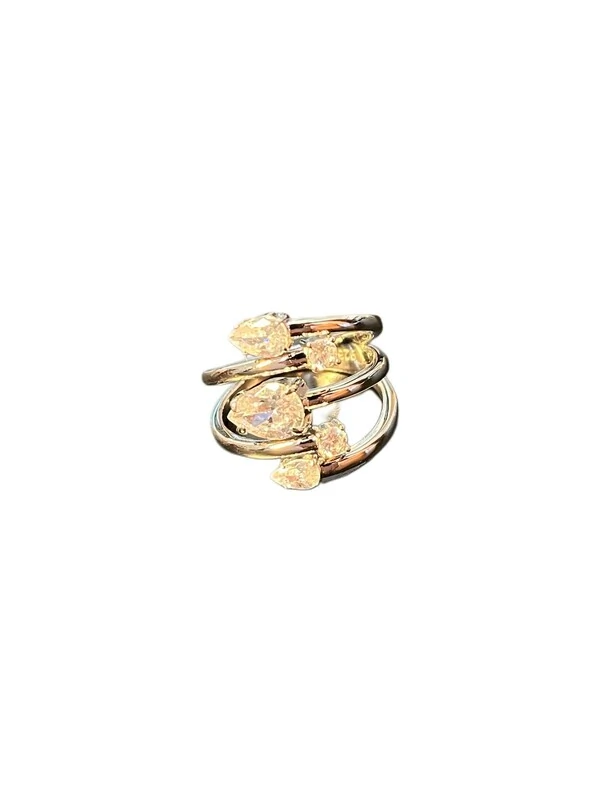 Anel 5 zircônias Prata 925 Ródio