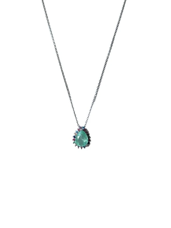 Colar Gota Turmalina Fusion Colors Prata 925 Ródio