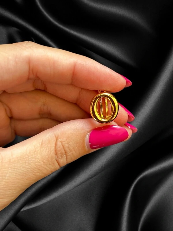Pingente PIN letra O em Prata 925 Ouro18k