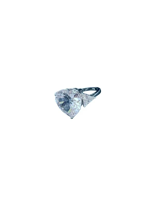 Anel Coração pedra lateral Zircônia Prata 925 Ródio