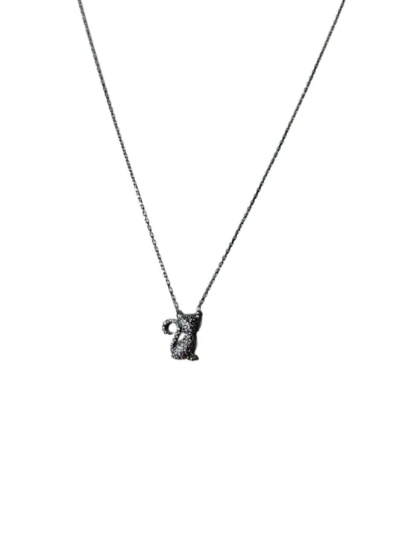 Colar Gato cravejado Prata 925 Ródio