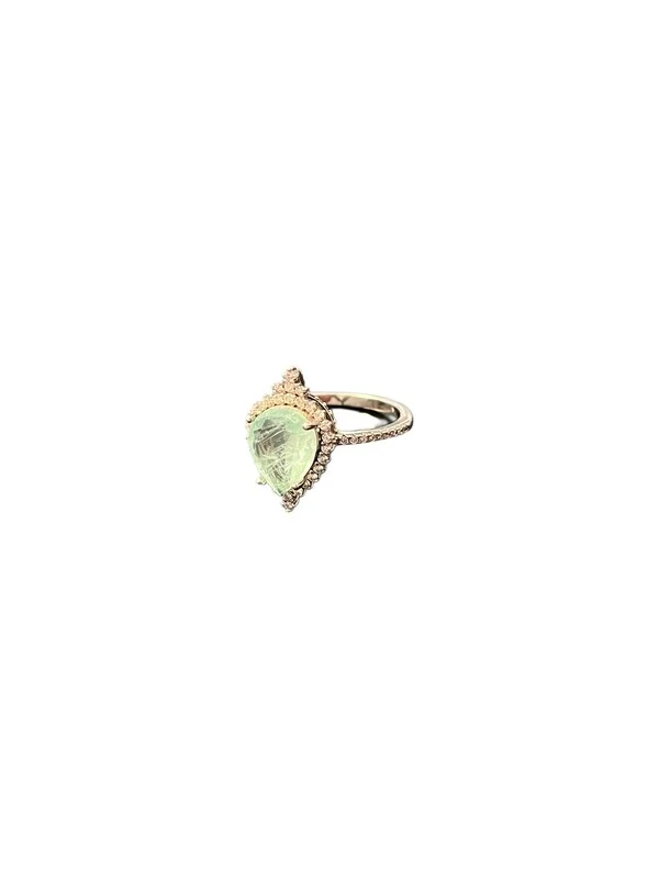 Anel Turmalina Paraíba Light Gota e Zircônia Prata 925 Ródio