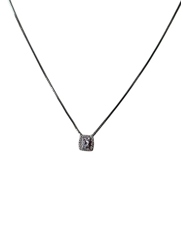 Colar Quadrado Zircônia Prata 925 Ródio