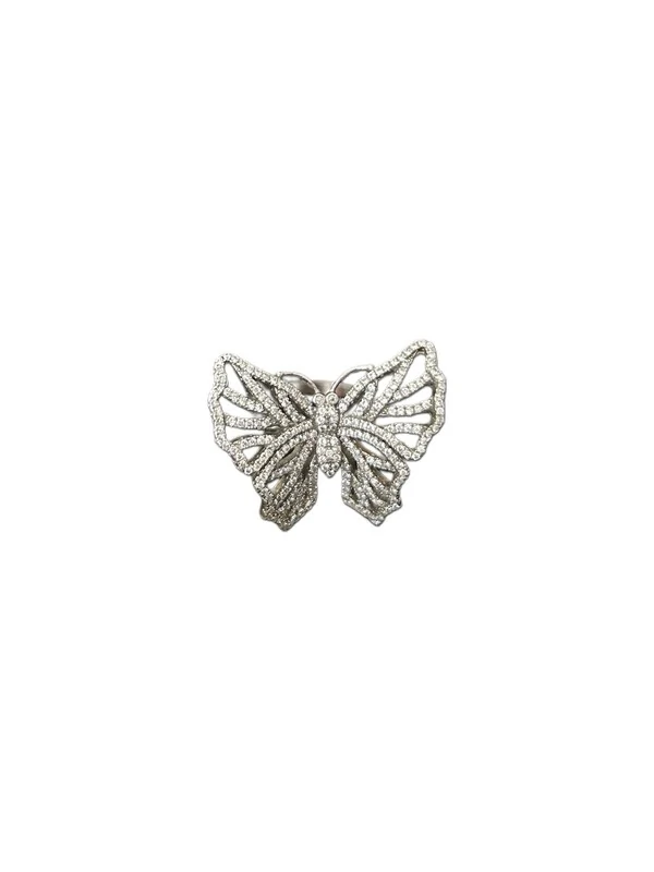 Anel Borboleta Zircônia Prata 925 Ródio