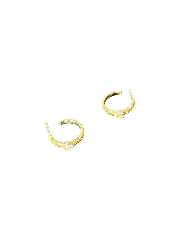 Brinco Argola com coração italiana Prata 925 Ouro 18 k