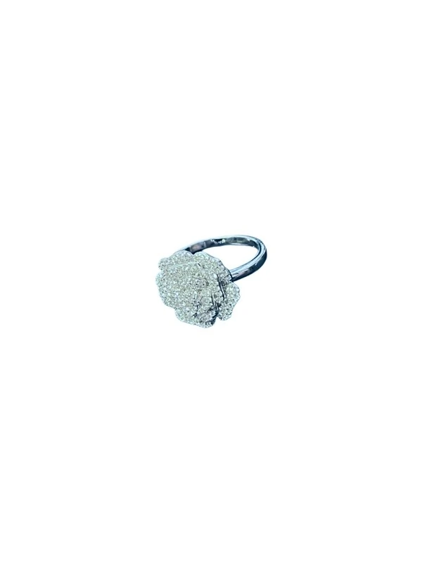 Anel Flor Zircônia Branca Prata 925 Ródio