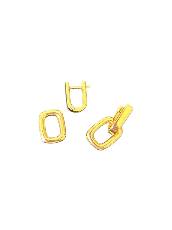 Brinco pendurado quadrado Prata 925 Ouro 18k