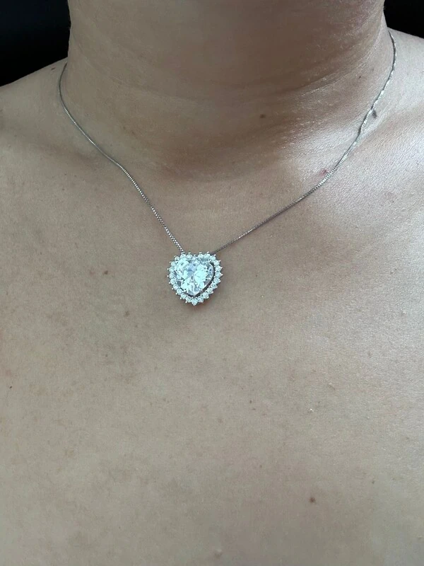 Colar Coração Zircônia Prata 925 Ródio