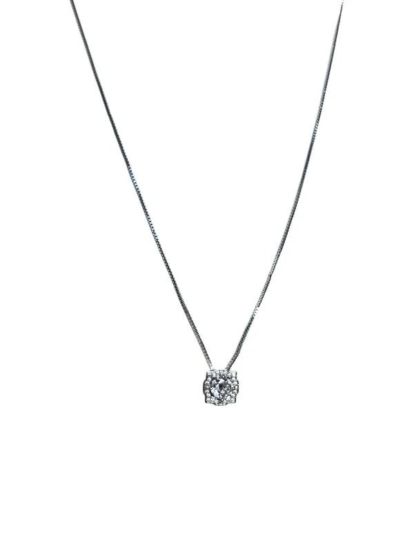 Colar Gravata Zircônia Prata 925 Ródio