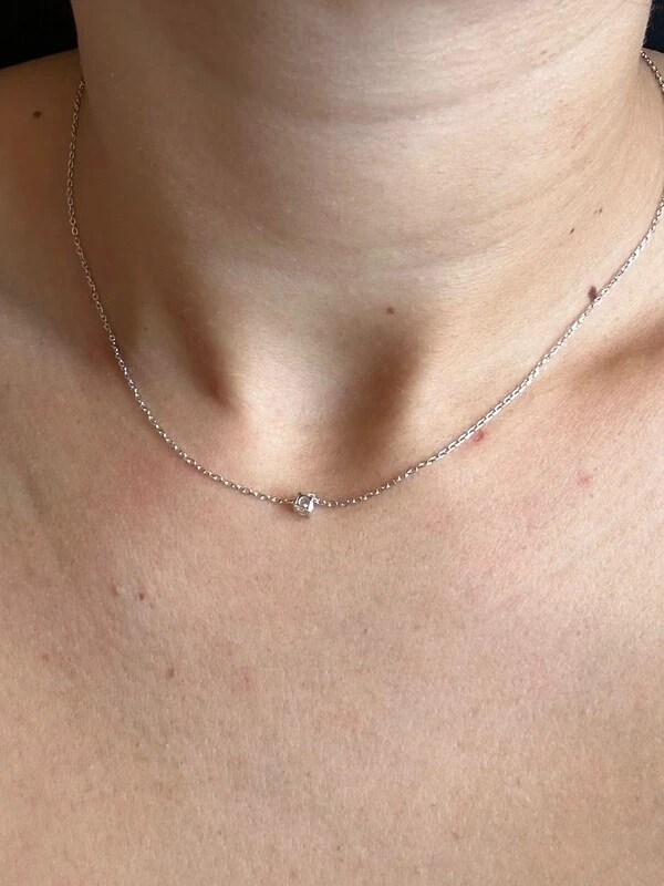 Colar ponto 3 mm zircônia Prata 925 Ródio